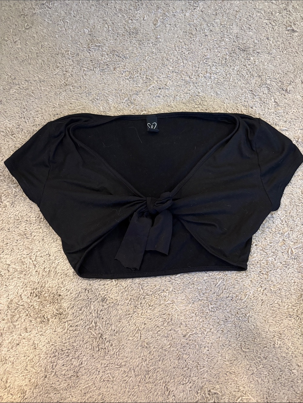 Windsor Black Tie-Front Crop Top